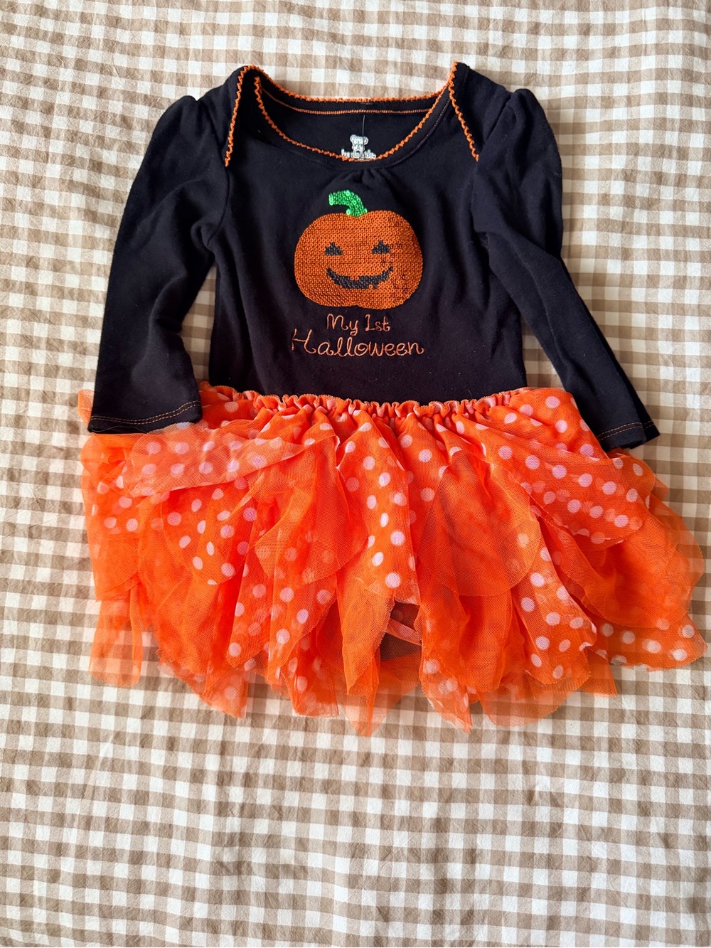Koala Kids Black & Orange Pumpkin Tutu Dress